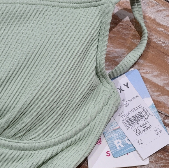 NWT Roxy Eco Love‎ The Muse One Piece Swimsuit Green M - Picture 4 of 5